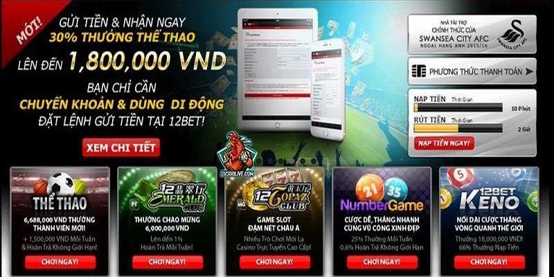 Giới thiệu 12Bet bát ngát khuyến mãi cho mọi hội viên